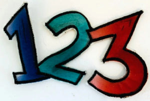Embroidered Attached Multi-colored Numbers 123 - 3" x 2"