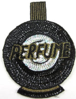 Perfume Bottle Appliqué with Black, Gold, Iridescent Sequins and Beads 8
