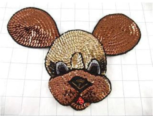 Dog Applique, Bronze Gold and Black Sequin Beaded 9.5" x 6.5"