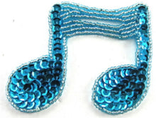 Load image into Gallery viewer, Choice of Color Double Note Music Applique, Sequin Beaded 2.5&quot; x 3&quot;