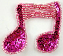 Load image into Gallery viewer, Choice of Color Double Note Music Applique, Sequin Beaded 2.5&quot; x 3&quot;