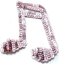 Load image into Gallery viewer, Double Note Music Applique with Mauve Pink Sequins 5&quot; x 3.5&quot;