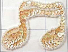 Load image into Gallery viewer, Double Note Music Applique, Sequin Beaded 2&quot; x 3&quot;
