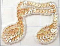 Double Note Music Applique, Sequin Beaded 2