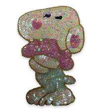 Load image into Gallery viewer, Snoopy with Pastel Sequins and Gold Beads 6&quot; x 4&quot;