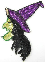 Load image into Gallery viewer, Witch with Purple and Black Yellow Green Sequins and Beads 7&quot; x 5&quot;