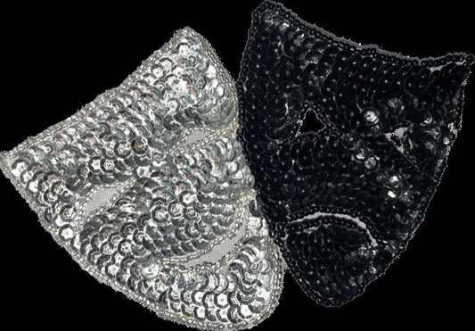 Mardi Gras Masks, Silver and Black Sequins 3.5" x 5.5"