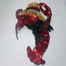 Load image into Gallery viewer, Lobster Male with Red Black and Gold Sequins and Beads 8&quot; x 5&quot;