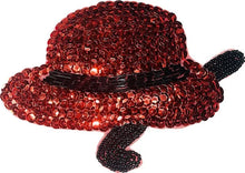 Load image into Gallery viewer, Red Hat and Cane with Sequins and Beads 6&quot; x 4&quot;