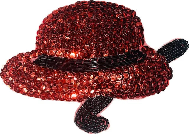 Red Hat and Cane with Sequins and Beads 6