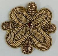 Bullion Flower with Bronze Colors and Red Jewel 2