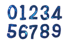Load image into Gallery viewer, Blue Sequin Numbers Choice of Number (0-9) 2.5&quot; x 1.5&quot;