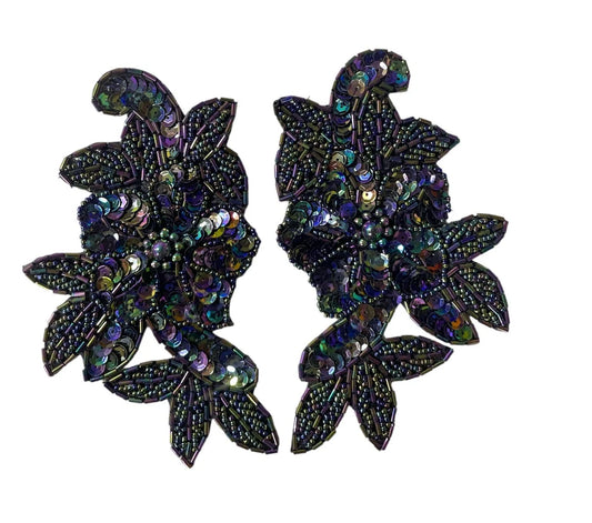 Flower Pair with Moonlite Sequins and Beads 6" x 4"