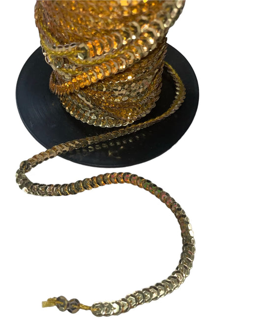 Gold Sequin Cupped Trim 1/8" Sold by The Yard