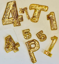 Load image into Gallery viewer, Assortment Of Numbers And Letters All Gold Sequin And Beads
