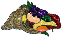 Load image into Gallery viewer, Cornucopia Large Horn of Plenty, Sequin Beaded 9.5&quot; x 6&quot;