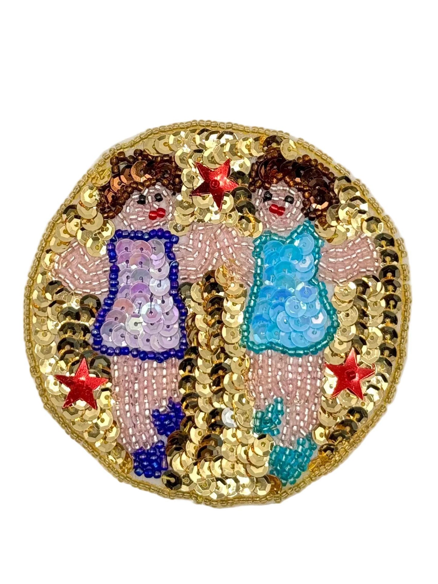 Zodiac Symbol Gemini the Twins - Sequins and  Beads 3.5"