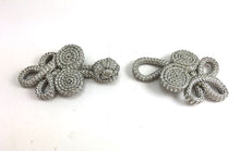 Load image into Gallery viewer, Frog Closure, Metallic Silver Rope  2.75&quot; x 2.25&quot; (each side)