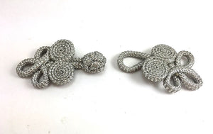 Frog Closure, Metallic Silver Rope  2.75" x 2.25" (each side)