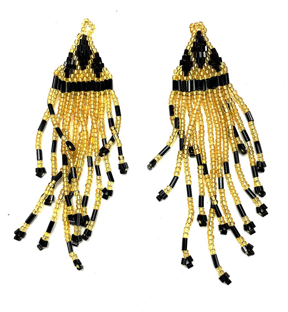 Epaulet Pair with Gold and Black Beads 1" x 3" (each)