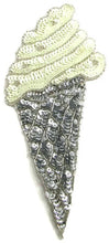 Load image into Gallery viewer, Ice Cream Cone Applique, Sequin Beaded, 8&quot; x 4&quot;