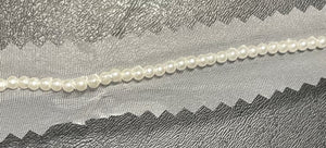 White Pearl Beads with White Netting Trim 1/16"