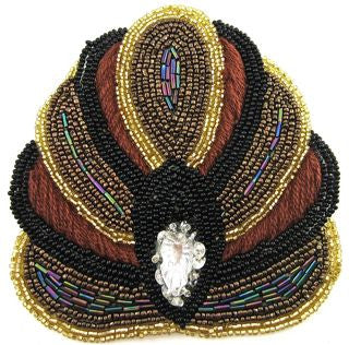 Designer Motif Multi-Colors Blacks Browns Beads 5" x 4.5"