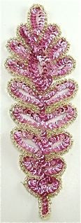 Leaf with Pink and Silver Sequins and Beads , 2.5