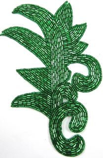 Leaf with Green Beads 4.5" x 7"