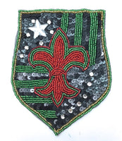 Fleur de lis Patch with Green Red and Black 6