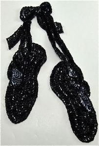 Ballet Slippers Black Sequins 3.5" x 7" - Sequinappliques.com
