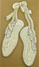 Load image into Gallery viewer, Ballet Slippers Large White 9.5&quot; x 6&quot; - Sequinappliques.com
