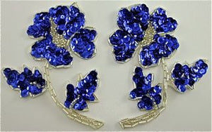 Flower Royal Bue with Silver Beading