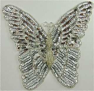 Butterfly with Silver Sequins and Bead 7