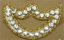Load image into Gallery viewer, Designer Motif with Rhinestones and Gold Beads 2.5&quot; x 1.5&quot;