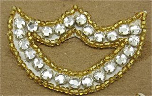 Designer Motif with Rhinestones and Gold Beads 2.5" x 1.5"