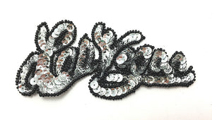 Choice of Color Las Vegas Attached Letters Sequin Beaded 4.5" x 2"