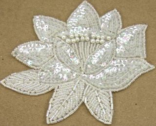 Flower with Iridescent Sequins and Beads 5.5" x 5"
