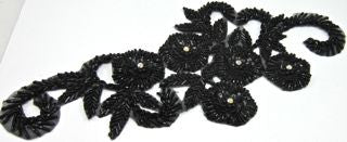 Flower with Black Beads and Rhinestones 10