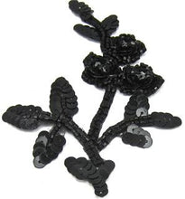 Load image into Gallery viewer, Flower with Black Sequins and Beads 4&quot; x 3&quot;
