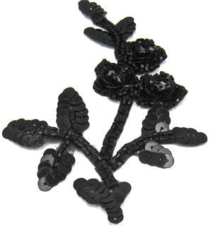 Flower with Black Sequins and Beads 4