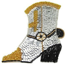 Load image into Gallery viewer, Boot Cowboy with Gold and Black Beads Two Different Sizes