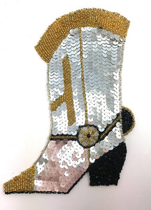 Boot Cowboy with Gold and Black Beads Two Different Sizes