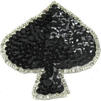 Spade with Black Sequins and Silver Beads 3