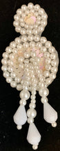 Load image into Gallery viewer, Epaulets with White Beads. Two styles Beige sequins and silver sequins 3.5&quot; x 1.25&quot;