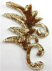 Leaf Single with Gold Sequins and Silver Beads 7" x 4"