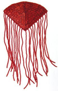 Epaulet with Red Beads 5" x 9"