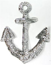 Load image into Gallery viewer, Anchor with Silver Sequins 5&quot; x 6.5&quot; - Sequinappliques.com