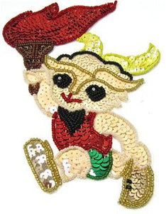 Olympic Torch Runner with Multi-Color Sequins and Beads 7" x 4.5"