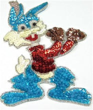 Load image into Gallery viewer, Rabbit Boxing Cartoon with Multi Colored Sequins and Beads 6.5&quot; x 4.5&quot;
